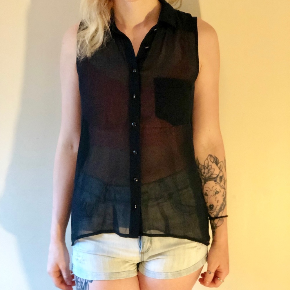 Chiffon button up tank top